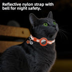PUPTECK Airtag Cat Collar Breakaway 2 Pack with Bells, Reflective Kitten Collar with Air Tag Holder for Boy Girl Kitty and Puppies, Soft, Orange & Purple