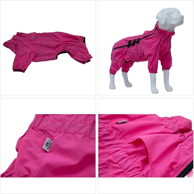 Dogs Waterproof Jacket, Lightweight Waterproof Jacket Reflective Safety Dog Raincoat Windproof Snow-Proof Dog Vest for Small Medium Large Dogs Rosered XS