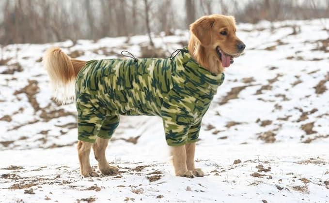 ROZKITCH Warm Dog Clothes, Pet Windproof Warm Cold Weather Jacket Vest with Luminous Zipper, Jumpsuit Apparel Outfit Clothes for Small Medium Large Dog Camo XL