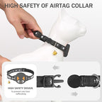 Airtag Cat Collar Breakaway, Reflective Kitten Collar with Apple Air Tag Holder and Bell for Girl Boy Cats, Lightweight Cat Collars for Apple AirTag, Hidden GPS Tracker Holder for Cats, Black (9-13")