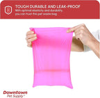 Downtown Pet Supply Poop Bags for Dogs with Dispenser, 220 Count - Leak-Proof Dog Waste Bags and Bone-Shaped Dog Poop Bags Holder for Leash - Pink, 12.5" x 8.5"