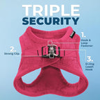 Best Pet Supplies - All Weather Mesh/Plush, Reflective, No Pull Harness for Small, Medium Dogs, Cats - Secure with Hook & Loop Fastener, Buckle, Double D-Rings - Fuchsia Corduroy, XS