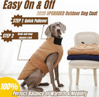 Outdoor Classic Quilted Upgraded Dog Winter Coat, Waterproof & Warmth Coats for Extra Large Dogs, Easy On & Off Jacket Chest Adjustable, Thick Pet Jackets for Great Dane Doberman(Khaki, 3XL)