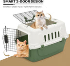 MoNiBloom 22-Inch Dog Crate Plastic 2-Door Top Loading Cat Carrier, Hard-Sided Dog Travel Carrier for Small Dogs and Cats, Ventilation and Security Lock Design for Pets up to 22 lbs (Green)