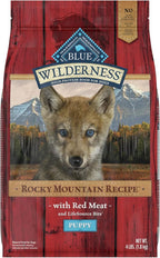Blue Buffalo Wilderness Rocky Mountain Recipe High Protein, Natural Puppy Dry Dog Food, Red Meat 4-lb