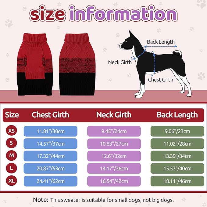 ASENKU Warm Dog Sweater for Small Medium Dogs,Pet Sweaters for Fall Winter Dog Clothing,Thicked Pullover Puppy Cat Turtleneck Sweater for Doggie Chihuahua Clothing