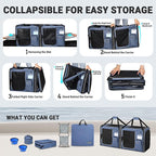 Petskd 2 in 1 Double Cat Car Travel Carrier with Litter Box, 38"x17"x18" Portable Dual Extra Large Cat Carrier for Multiple Cats with Zipper Locks for Moving Across The Country