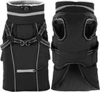 Doglay 2 in 1 Dog Coat with Harness Built-in, Waterproof Dog Winter Jacket with Pocket & Poop Bags, Reflective Adjustable Pet Winter Coat for Small, Medium, Large Dogs