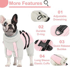 KOESON Four Legged Winter Coat, Warm Dog Jacket with Adjustable Buckles, Turtleneck Windproof Fleece Jackets, Reflective Fullbody Snowsuit Puffer Coat Pink Grey XL