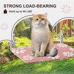 Cat Window Perch, Foldable Cat Window Hammock with Cute 3D Textured Flower Cover, Breathable Mesh Cover and Strong Suction Cups, Cordless Window Seat Bed for Indoor Cats (Pink, Medium)