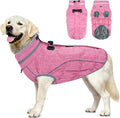 Malier Dog Coat, Reflective Dog Jacket Waterproof Windproof Puppy Cold Weather Coats with Harness Built in, Winter Extra Warm Pet Coat Fleece Vest for Small Large Pets and Puppy (Pink, X-Small)