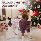 Queenmore Knitted Pullover Dog Sweater, Turtleneck Pet Cat Sweater, Cold Weather Puppy Clothes Stitching Knitwear with Leash Hole for Small Medium Dogs(Purple,M)
