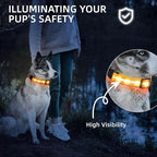 Super Bright LED Dog Collar - Fully Waterproof & Adjustable Glow Collar - USB-C Rechargeable for Night Walking, Safety - Flashing Lighted Collar for Dogs(Orange,M)