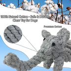 ADUCK Puppy Dog Rope Toy for Teeth Cleaning, Chew-Proof Dental Care & Interactive Training Reward | Durable Cotton Gray Elephant & Yellow Giraffe for Small & Medium Dogs