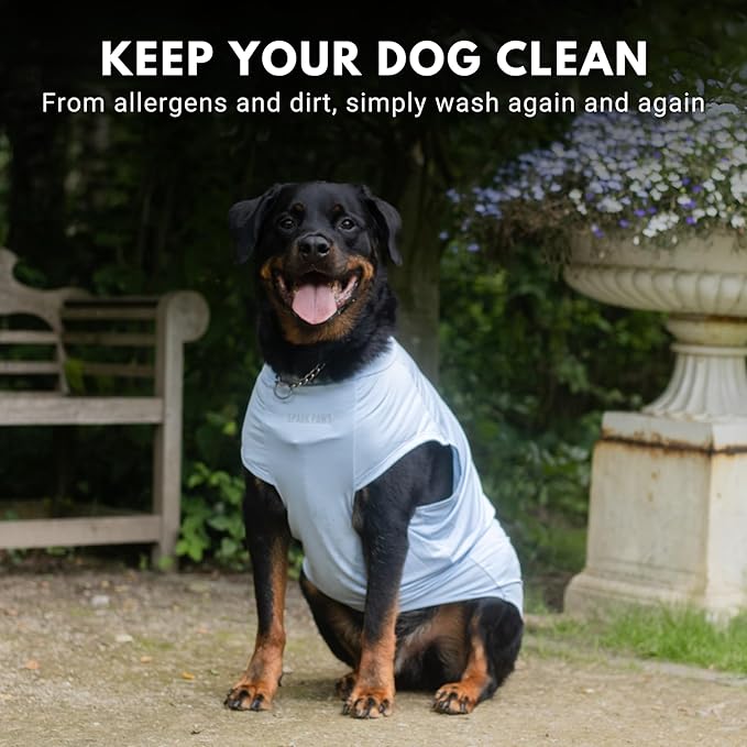 Spark Paws Sunblock Dog T-Shirt, SPF30 Protection, Lightweight Breathable Quick Dry for Dogs with Sensitive Skin - Blue & Grey (Set of 2) - 3XL