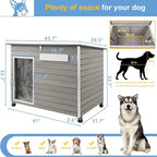 Large Dog House Outdoor Weatherproof Wooden Igloo Dog House with Raised Feet for Small to Large Dogs, Dog Houses Breed with Removable Floors, Waterproof House for Dogs Outside PET65