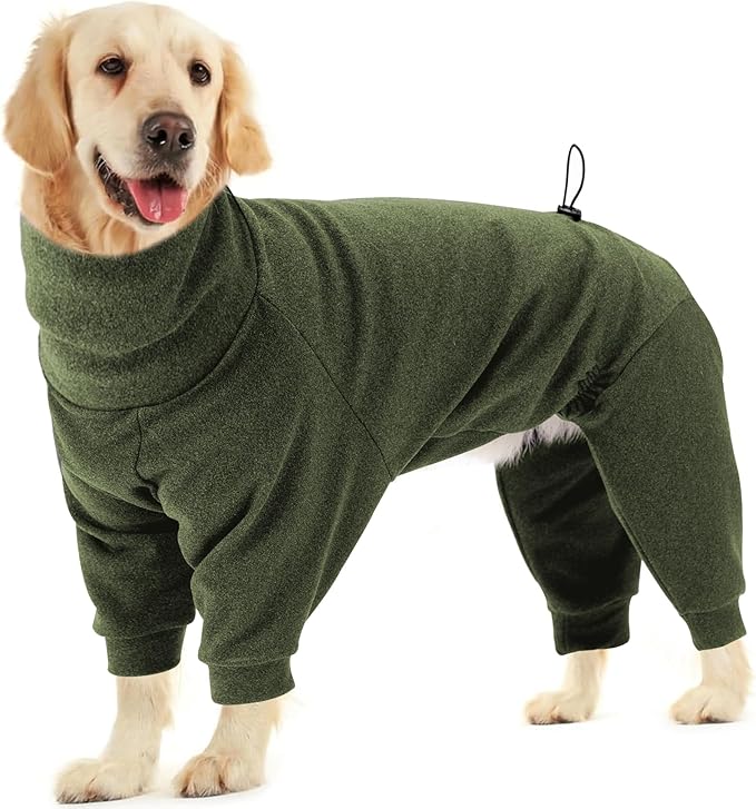Dotoner Pullover Dog Sweater High Collar With Leash Hole - Cold Weather Vest for Indoor and Outdoor Use - Long Sleeve Sweatshirt Clothes for Large Dogs