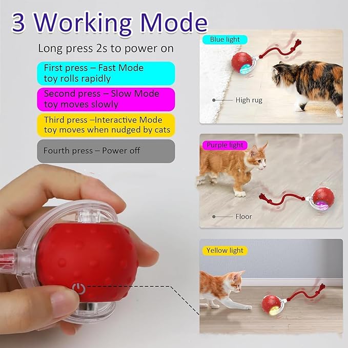 Tiny Fetch Dog Toy - Interactive Dog Toys, 360°Smart Automatic Rolling Electric Dogs Ball Toy with Birdsong, Automatic Obstacle Avoidance, Rechargeable, Boredom Relief for Dogs & Cats (Blue*1 PC)