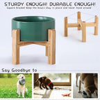 Petygooing 28 OZ Green Elevated/Raised Ceramic Dog Bowl for Small and Medium Breeds, Dog Food Water Dish with Stand,Pet Feeding Bowl with Anti Slip Rubber for Cats Small and Medium Dogs (3.6 Cups)