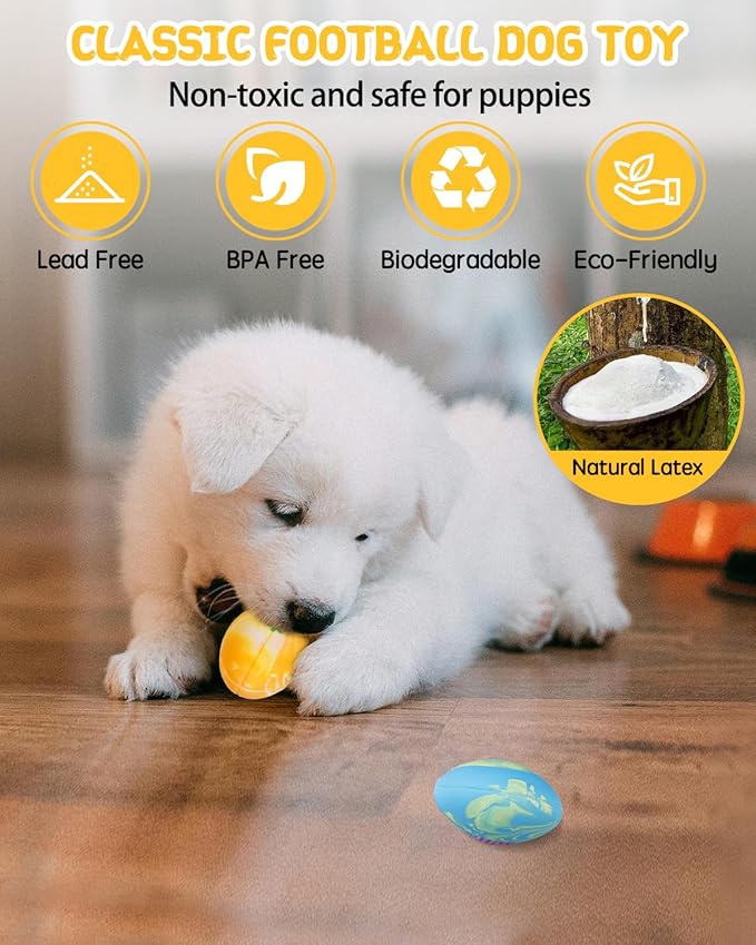 SCHITEC Dog Squeaky Toy Balls, Interactive Squeak Puppy Balls for Fetch Play, Latex Rubber Pet Toy for Puppies Mini Breed Small Dogs