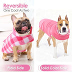 AOFITEE Dog Coat Plaid Dog Winter Coat for Small Dogs, Warm Dogs Jacket Christmas Sweater, Waterproof Pet Puffer Jacket, Reversible Pet Cold Weather Coats for Small Medium Large Pets, Pink S