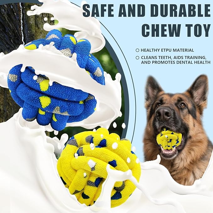 Magicorange Dog Balls Tennis Ball Toys Dog Toy for Aggressive Chewers Indestructible Teething Chew Toys Water Toy Fetch Ball for Dogs (4 Pack)