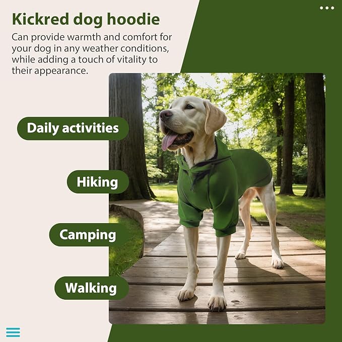 Basic Dog Hoodie, Premium Dog Sweater Pullover, Soft & Comfy Cotton Pet Clothes Hoodies with Hat and Leash Hole, Doggy Puppy Sweatshirt Coat for Small Medium Large Dogs - Army Green (Small)