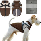 Dog Winter Coat for Small & Medium Dogs (Up to 31lb), Waterproof Dog Coat with Harness, Puppies Windproof Puppy Puffer Jacket, Snowsuit for Dachshund,Frenchie, Corgi (Classic Brown, Large)