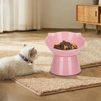 Detachable Elevated Cat Bowls, 15° Tilted Raised Cat Food Bowl Anti-Vomiting,Whisker Friendly, Adjustable Pet Dishes Extra Wide for Protecting Spine, Adult Kitten (Pink