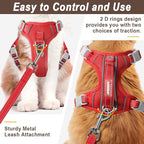 Cat Harness and Leash Set for Walking Escape Proof for Small Large cat Kitten Harness with ID tag Pocket (Red,S)