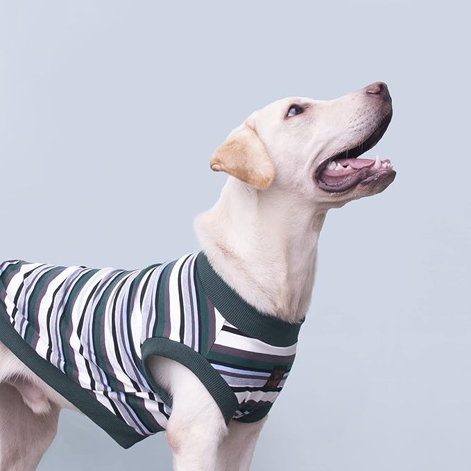 Extra Large Dog T Shirts Clothes Sleeveless Tank Top Vest for Labrador Rottweiler Great Dane, Green, Large