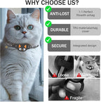 Airtag Cat Collar Breakaway, Reflective Kitten Collar with Apple Air Tag Holder and Bell for Girl Boy Cats, Lightweight Cat Collars for Apple AirTag, Hidden GPS Tracker Holder for Cats, Black (9-13")