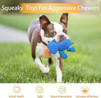 Upgraded Indestructible Dog Toys, Double Reinforced Fabric and Wrinkled Paper Plush Toys for Small, Medium and Large Dogs, Durable Dog Squeaky Toys, Teething Puppy Chew Toys (Blue)