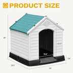 DWVO Plastic Dog House, Weatherproof Outdoor/Indoor Doghouse, Puppy Kennel with Air Vents and Elevated Floor