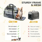 Lekereise Top-Expandable Pet Carrier - TSA Airline Approved Soft Sided Underseat Up to 12lbs Travel Carriers for Small Cats and Dogs with Locking Safety Zippers Anti-Scratch Mesh