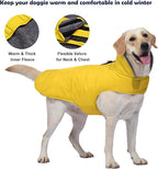 Dog Winter Coat, Waterproof Dog Jacket with Leash Hole, Reflective Adjustable Pet Snow Vest, Warm Fleece Sweater for Small Medium Large Dogs - Yellow, M