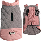 Reversible Dog Coats for Large Dogs Waterproof Warm Dog Jacket for Cold Winter,Pink and Grey XXL