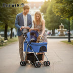 3 in 1 Dog Strollers 4 Wheels Folding Pet Stroller with Detachable Carrier Multifunction Portable Dogs Travel Carriers for Medium Small Puppy Kittens(Solid Blue)