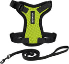 Voyager Step-in Lock Adjustable Cat Harness w. Cat Leash Combo Set with Neoprene Handle 5ft - Supports Small, Medium and Large Breed Cats by Best Pet Supplies - Lime Green/Black Trim, XXS