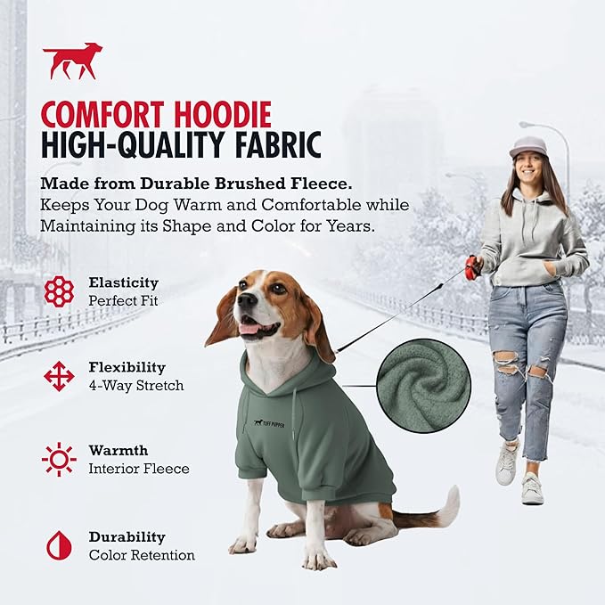 Tuff Pupper Dog Hoodie | Premium Quality 100% Organic Cotton | Ultra Soft Interior for Superior Comfort | Elastic Cuffs & Drawstring for Warmth | Stretch Fit Suitable for All Breeds (Teal, S)