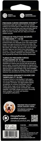 Tweezerman 7" Pet Grooming Scissors with Safety Round Tips, Professional Curved Grooming Shears for Dogs and Cats