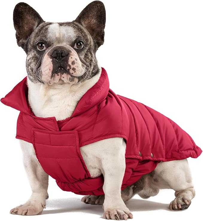 SPACE LION Dog Puffer Jacket, Down Winter Coat, Durable Outdoor Coat for Cold and Windy Conditions, Waterproof, Lightweight Jacket, Adjustable Fit for Small, Medium, Large Dogs(Red,16/XL)