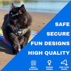 Travel Cat Harness and Leash Set - Adjustable Fit Mesh Cat Harness and Reflective Strap - Comfort Walking Vest for Kitten for Outdoor Walking, Hiking (Small, Hawaiian)