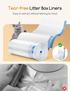 MeoWant Cat Litter Box Liner -120PCS Heavy Duty Drawstring Trash Bags for MeoWant MW-SC01/MW-SC02 Automatic Self-Cleaning Boxes, Extra Thick Leakproof, 6 Rolls (20 Bags/Roll)