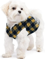 Goldpaw Stretchy Fleece Jacket for Small Dogs - Super Soft, Warm Dog Sweater - Pet Sweater Vest for Fall and Winter - Canine Clothes Made in The USA - Machine Washable - Gold Buffalo Check - Size 8