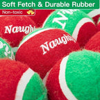 PUPTECK Squeaky Tennis Balls for Dogs - Christmas Dog Rubber Ball Toys 12 Pack, Interactive Dog Training Bounce Toys for Holiday, 2.5 inches