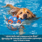 QDAN Dog Ropes Toys Soccer Ball with Straps, Puppy Birthday Gifts, Tug Toy, Durable Dog Balls for Medium & Large Dogs- Blue Orange(8 Inch)