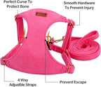 No Pull Dog Harness- Lightweight, Soft, Adjustable Small Harness Collar and Leash Set, Suitable for Cats Puppy Small and Medium-Sized Dog Outdoor Training and Running (hotpink, S)