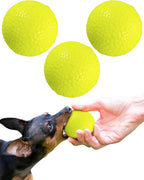 ALPI Chomp Ball - Durable Chew Toys for Dogs & Other Pets - Stimulating Dog Toys for Aggressive Chewers - Soft Dog Chews - 3-Pack, Neon Yellow