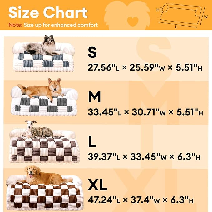 FUNNY FUZZY Pet Couch Covers for Sofa, Dog Couch Bed for Furniture Protector, Pet Bed Mat, Couch Cover for Dogs Washable with Non Slip, Medium, Brown